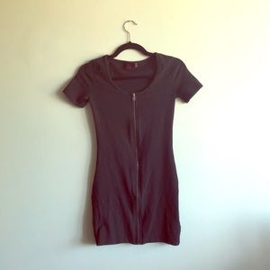 Black mini zip dress